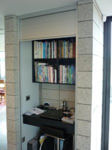 Anodized Aluminium Roller Door to cover study nook