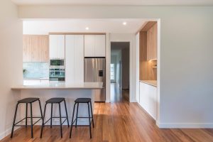 Kitchen-Vision Sage Doors Timbalook Matakana White Doors Kitchen with profile handles - Alt View