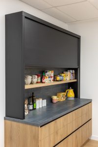 Large Pantry Roller Door - Acrymatte Eclipse with Lookcrete Loutro + Timbalook Matakana