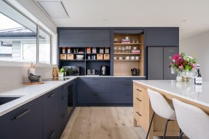 Sage Doors lacquered double Roller Doors pantry scullery coffee station White - Curated Wanaka - Kate Evans - PC Sampford Cathie
