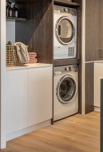 Sage Doors Opticoat Inset J Handle on Opticoat 22m Texas Vanilla Cupcake Satin with Timbalook Rangitoto Laundry