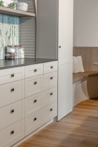 Sage Doors kitchen Opticoat Utah Latte Matte California Flexipanel Texas Flexipanel Olive Grove Matte Timbalook Kaikoura and shelves and Textaura Sophie