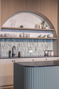 Sage Doors kitchen Opticoat Utah Latte Matte California Flexipanel Texas Flexipanel Olive Grove Matte Timbalook Kaikoura and shelves and Textaura Sophie