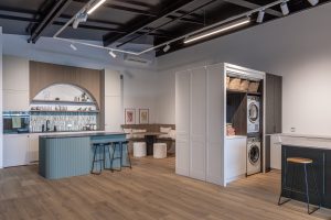 Sage Doors kitchen Opticoat Utah Latte Matte California Flexipanel Texas Flexipanel Olive Grove Matte Timbalook Kaikoura and shelves and Textaura Sophie