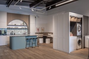 Sage Doors kitchen Opticoat Utah Latte Matte California Flexipanel Texas Flexipanel Olive Grove Matte Timbalook Kaikoura and shelves and Textaura Sophie