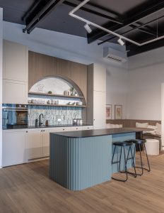 Sage Doors kitchen Opticoat Utah Latte Matte California Flexipanel Texas Flexipanel Olive Grove Matte Timbalook Kaikoura and shelves and Textaura Sophie