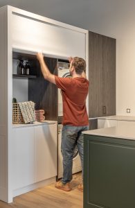 Sage Doors laundry roller door Opticoat Vanilla Cupcake, Feather White, Timbalook Rangitoto