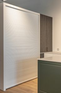 Sage Doors laundry roller door Opticoat Vanilla Cupcake, Feather White, Timbalook Rangitoto