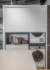 Sage Doors laundry roller door Opticoat Vanilla Cupcake, Feather White, Timbalook Rangitoto
