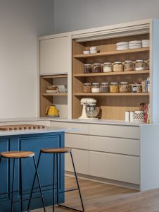 Sage Doors pantry appliance garage roller door Opticoat Almond Matte, J Handle, Profile Handle, Timbalook Ruakaka, Tennessee Mongtomery Kea Matte Island